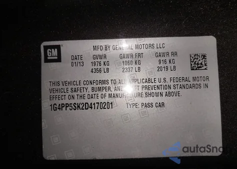 2013 Buick Verano from USA, damaged, VIN 1G4PP5SK2D4170201